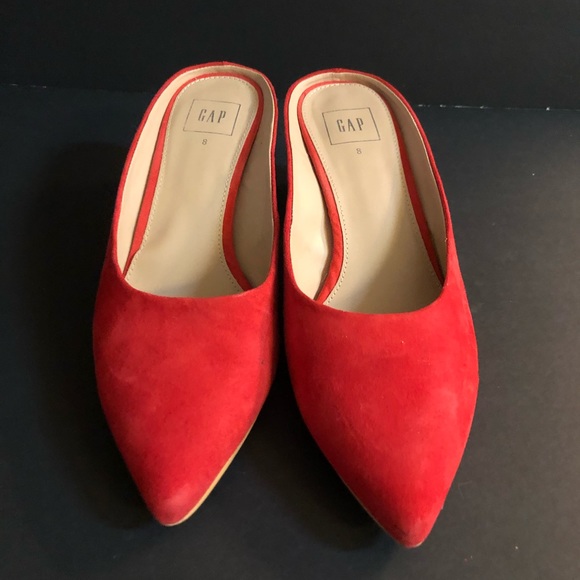 NIB GAP size 8 Red Mules Suede worn once* - Picture 2 of 10